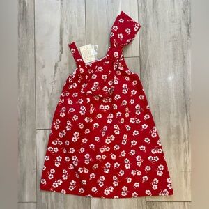 NWT TBBC Vibrant Red & White Maebelle Floral One-Shoulder Bow Dress girls 8